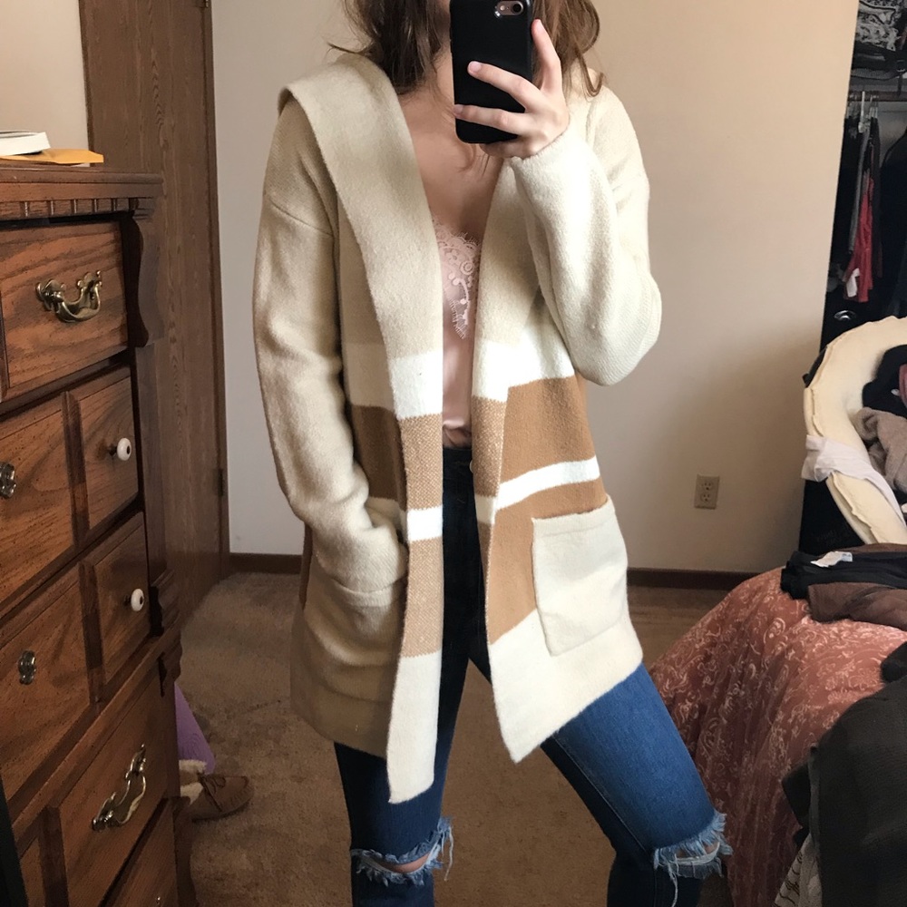 Longline hooded cardigan